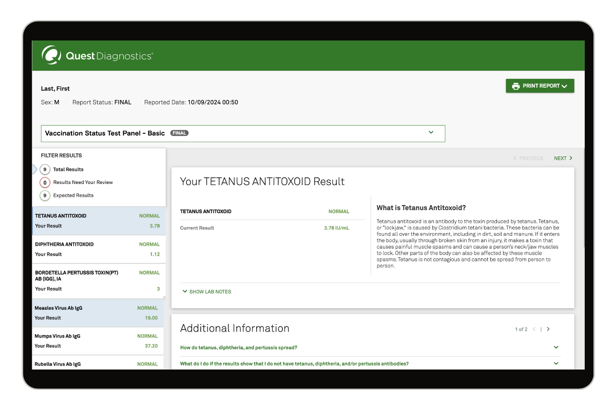 Vaccination Status Test Panel — Basic image number 0